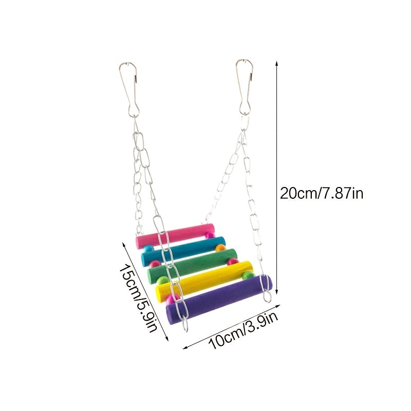 H&K Wooden Bird Toy – Hanging Swing Bridge & Ladder Chew Toy