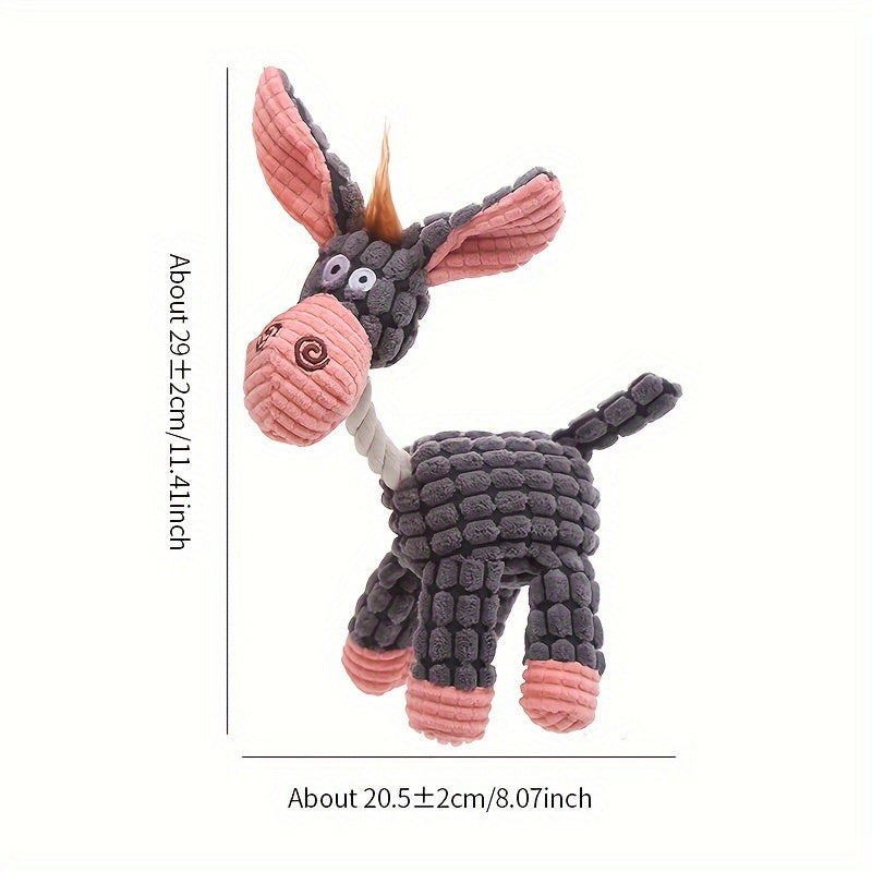 H&K Plush Donkey Dog Toy – Bite-Resistant Squeaky Plush