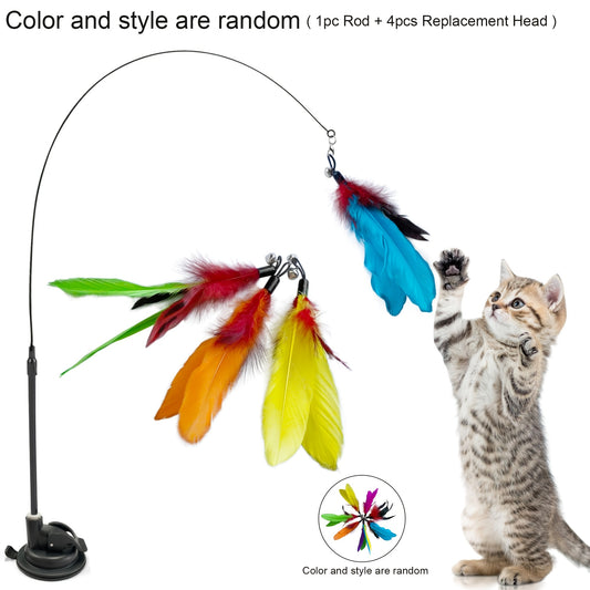 H&K Cat Teaser Set – Bird Wand Toy with Suction Cup