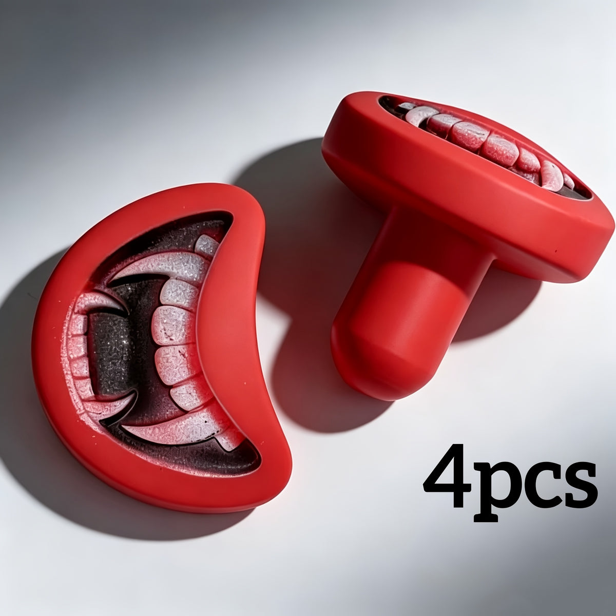 H&K Halloween Vampire Teeth Squeaky Dog Toys – 2 Pack, Soft Plastic Chew