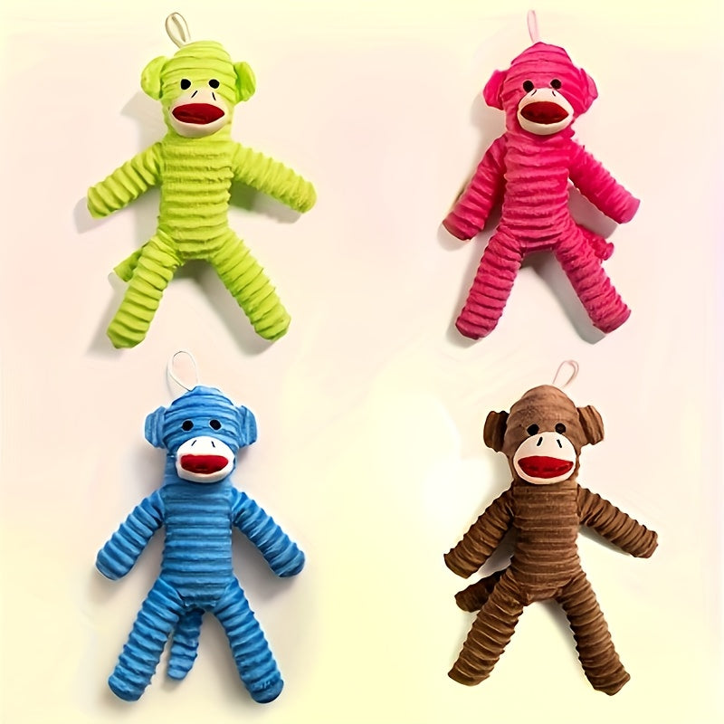 H&K Squeaky Plush Monkey Dog Toy – Durable Chew & Fetch Toy