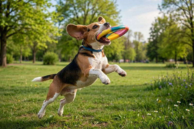Dog catching frisbee